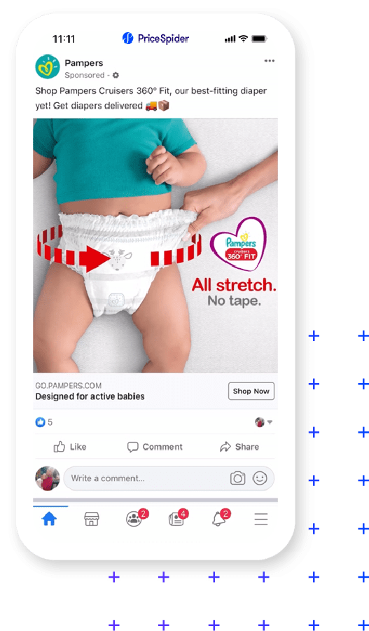 pricespider-pampers Phone shoiwng Pampers Facebook campaign