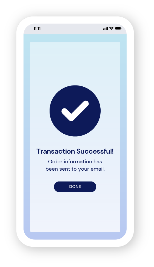 shoptimize-3 Phone with "successful transaction" message after customer purchase