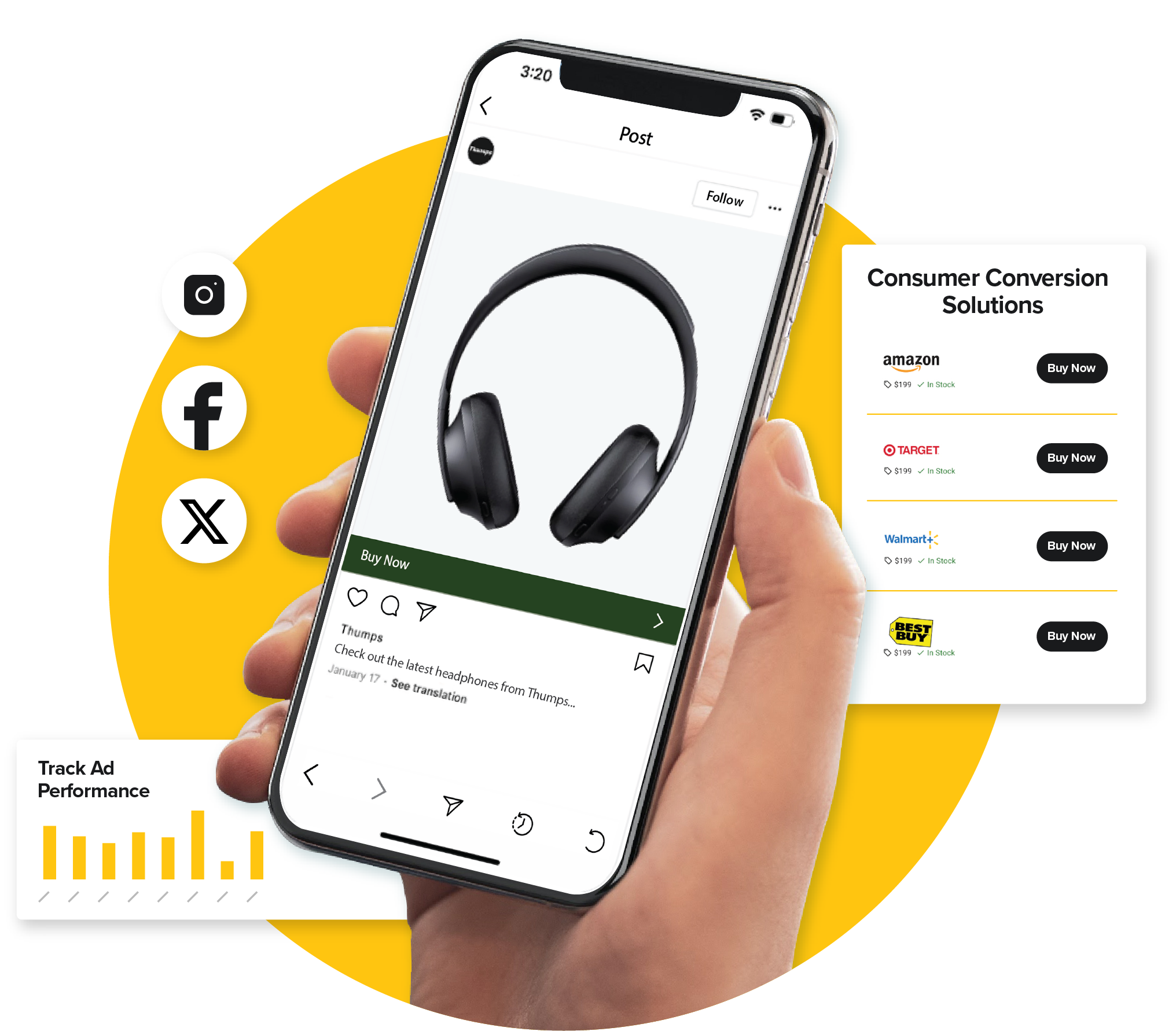 A person holding a phone with a headphone on it A person holding a phone with a headphone on it